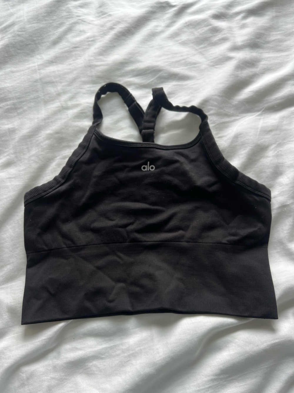 ALO Yoga Black Seamless Racerback Sports Bra